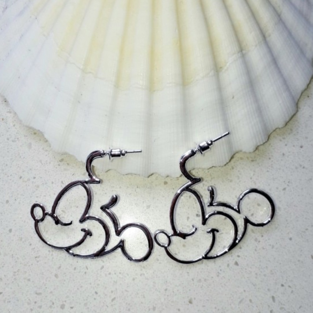 (N1) Silver Mickey Earrings - Picture 4 of 6